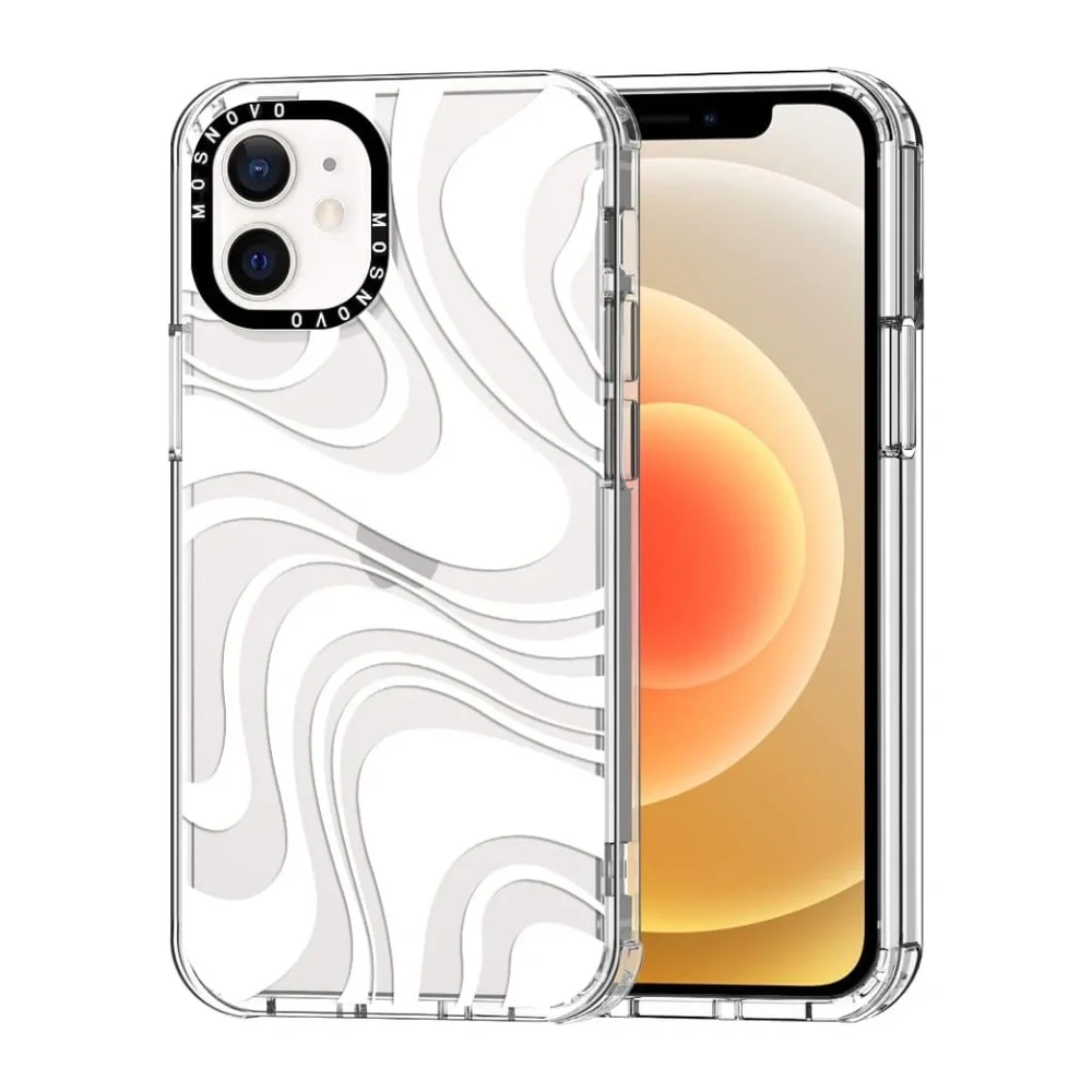 ✨4 /$15✨ MOSNOVO iPhone 12 Mini Case - TPU+PC Clear Slim Thin Cover white swirl